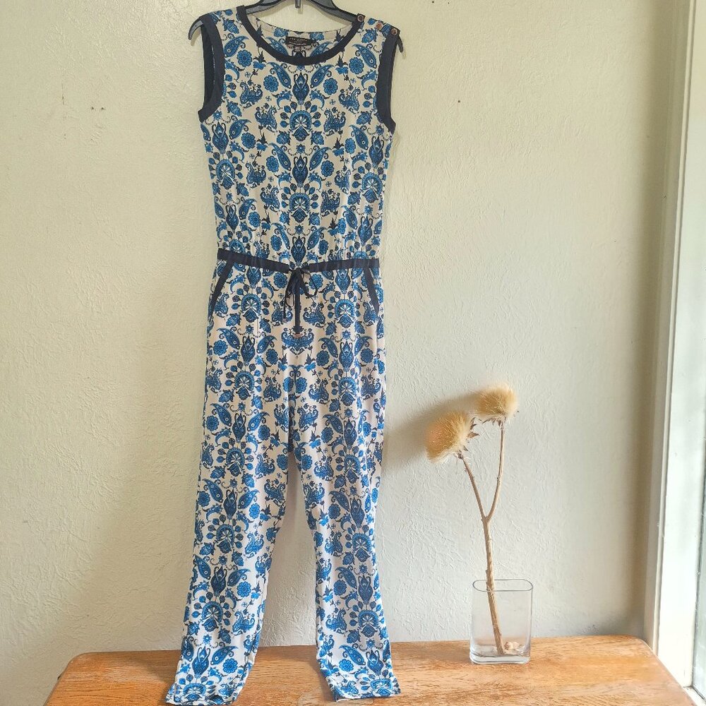 Ted Baker Daala Paisley Floral Silk Jumpsuit Cocktail Resortwear Retro 60s